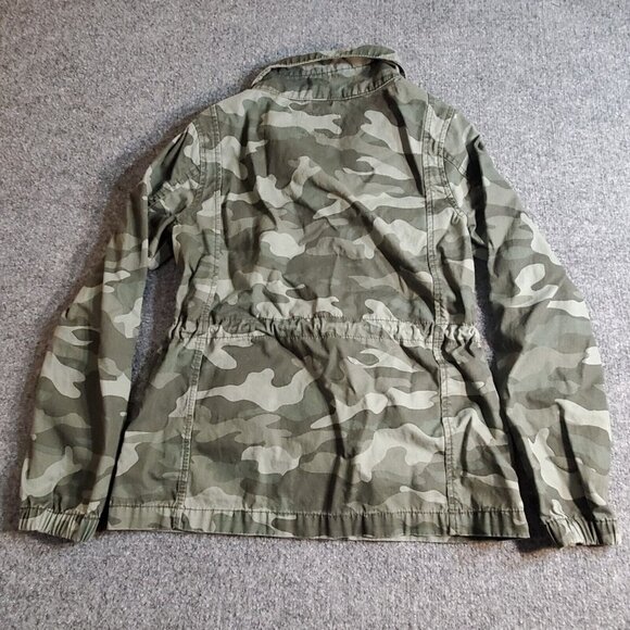 OLD NAVY Women’s Army Camo Flag Utility Full Zip Jacket Flap pockets Sz XS Small - Picture 5 of 13